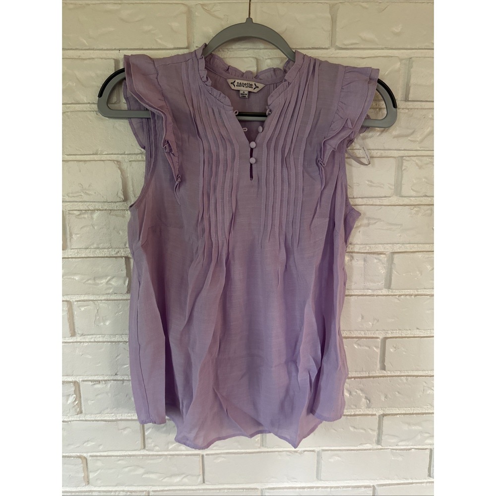 Nanette Lepore Womens Size Small Romantic Lavender Ruffle Pintuck Blouse Gauzy